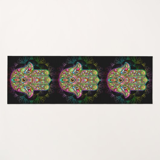 Hamsa Fatma Hand Psychedelic Art Yogamat (Voorkant (horizontaal))