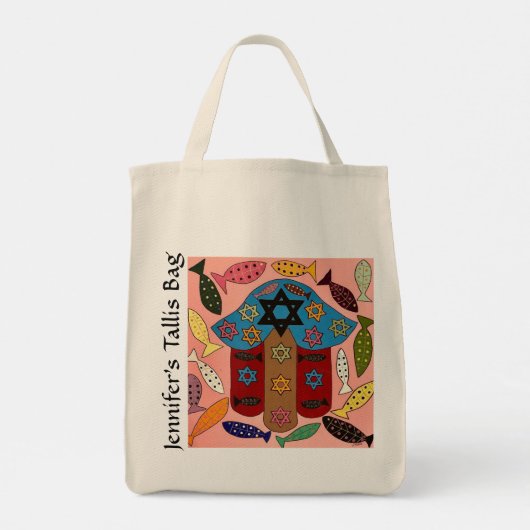 Hamsa & Fertility Fish Tallit Bag Tote Bag (Achterkant)