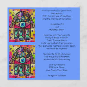 Hamsa Fish Wedding Invitation Kaart