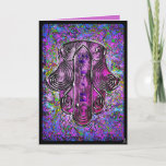 Hamsa Fusion - Rosh Hashonah Feestdagen Kaart<br><div class="desc">Geef een klein stukje Fine Art deze Rosh Hashonah met wenskaarten met dit zeer speciale originele ontwerp van kunstenaar Leslie Sigal Javorek. "Hamsa Fusion" is een ingewikkeld expressionistisch digitaal schilderij in rijke pruimen, kobalt, violet en turquoise, met een prachtig gestileerde Hamsa medallion die op de achtergrond werd geweven. De tekst...</div>