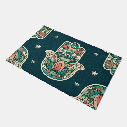 Hamsa Hamsah Moroccan Jewish Hand Welcome Deurmat (Schuin)