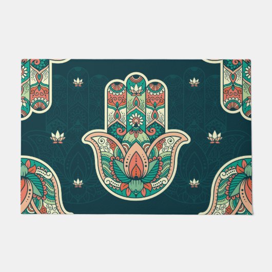 Hamsa Hamsah Moroccan Jewish Hand Welcome Deurmat (Voorkant)