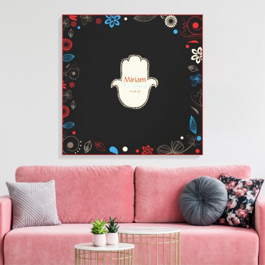 HAMSA HAND Bat Mitzvah Sign-In Memory Board Canvas Afdruk (Insitu (Woonkamer))