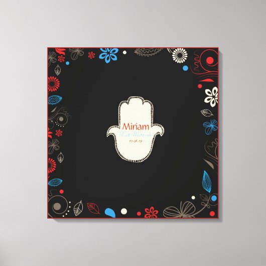 HAMSA HAND Bat Mitzvah Sign-In Memory Board Canvas Afdruk (Voorkant)