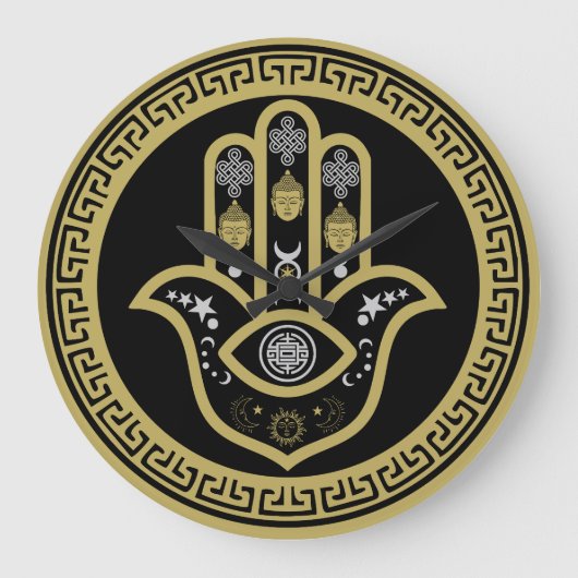 Hamsa Hand Bescherming tegen het Boze Oog Grote Klok (Voorkant)