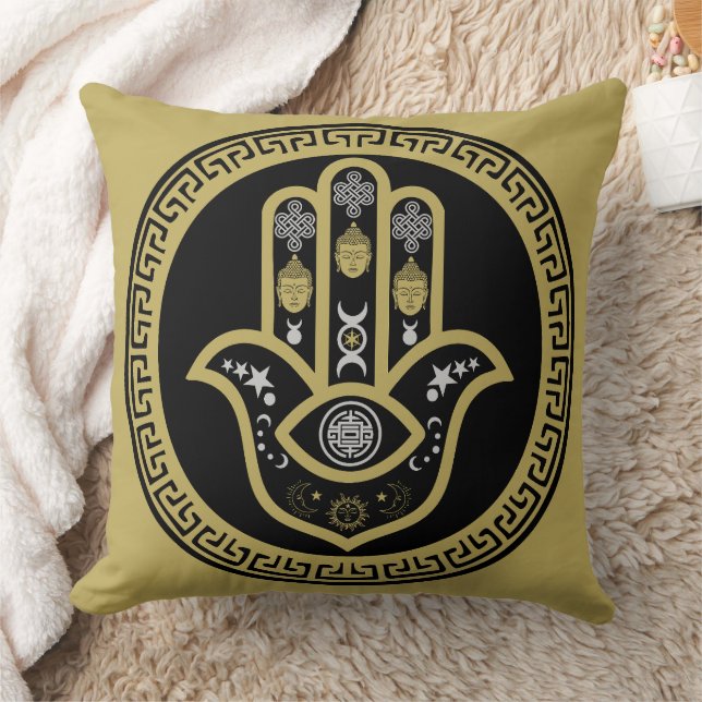 Hamsa Hand Bescherming tegen het Boze Oog Kussen (Deken)