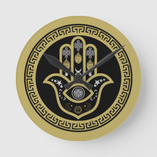 Hamsa Hand Bescherming tegen het Boze Oog Ronde Klok