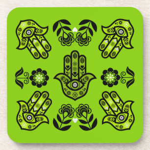 Hamsa Hand Beschermings Kunst Bier Onderzetter