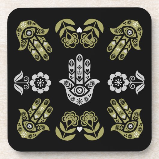 Hamsa Hand Beschermings Kunst Bier Onderzetter (Voorkant)