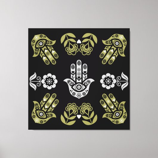 Hamsa Hand Beschermings Kunst Canvas Afdruk (Voorkant)