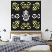 Hamsa Hand Beschermings Kunst Canvas Afdruk (Insitu (Slaapkamer))