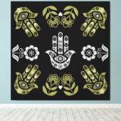 Hamsa Hand Beschermings Kunst Canvas Afdruk (Insitu (Houten vloer))