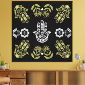 Hamsa Hand Beschermings Kunst Canvas Afdruk (Insitu (Woonkamer))