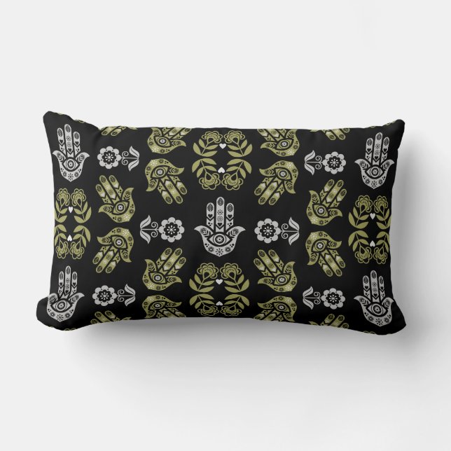 Hamsa Hand Beschermings Kunst Kussen (Voorkant)