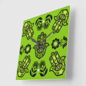 Hamsa Hand Beschermings Kunst Vierkante Klok (Hoek)