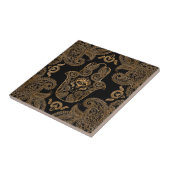 Hamsa Hand Black and gold Ornament Tegeltje (Zijkant)