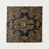 Hamsa Hand Black and gold Ornament Wandkleed (Voorkant (horizontaal))