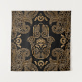 Hamsa Hand Black and gold Ornament Wandkleed (Voorkant)