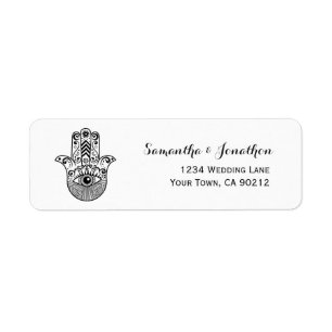 Hamsa Hand Black en White Return Address Stickers