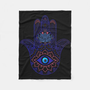 Hamsa Hand Blauwe Boze Oog Yoga - Spiritueel Symbo Fleece Deken
