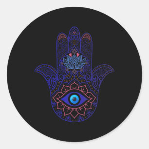 Hamsa Hand Blauwe Boze Oog Yoga - Spiritueel Symbo Ronde Sticker