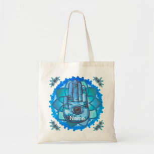 Hamsa Hand Blue Lotus Canvas tas