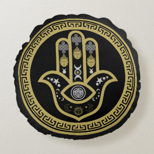 Hamsa Hand Boze Oog Bescherming Rond Kussen
