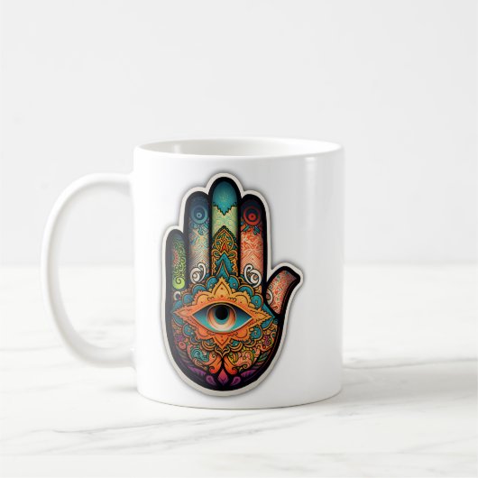 Hamsa Hand Classic Mok, 11 oz Koffiemok (Links)
