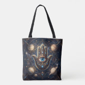 Hamsa-hand en boze oog kosmische bescherming van d tote bag (Achterkant)