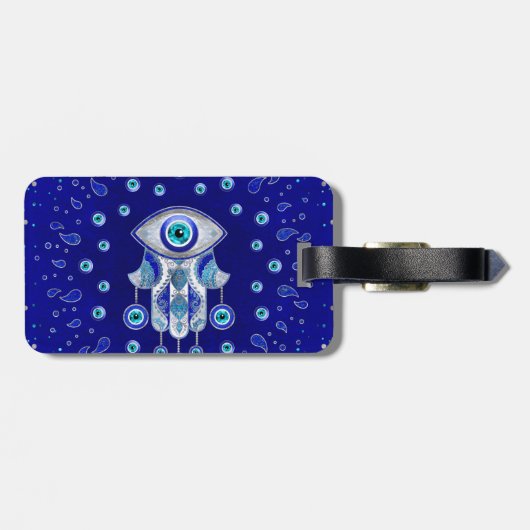 Hamsa Hand - Evil Eye Amulet Bagagelabel (Achterkant horizontaal)