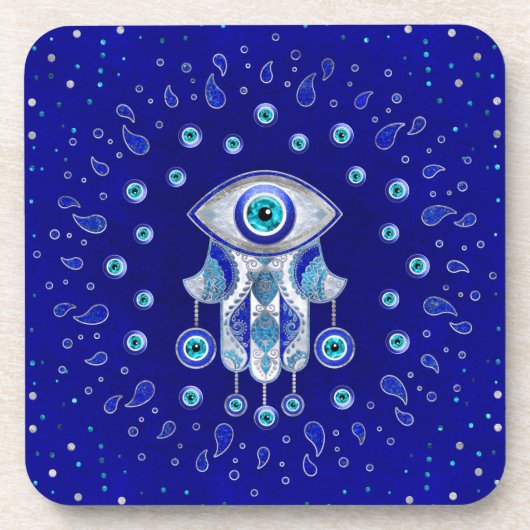 Hamsa Hand - Evil Eye Amulet Bier Onderzetter (Voorkant)