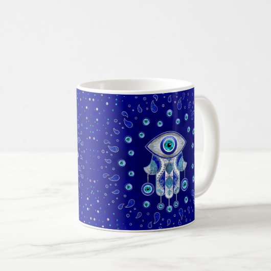 Hamsa Hand - Evil Eye Amulet Koffiemok (Voorkant rechts)