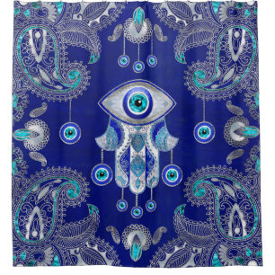 Hamsa Hand-Evil Eye Amulet Ornament Douchegordijn