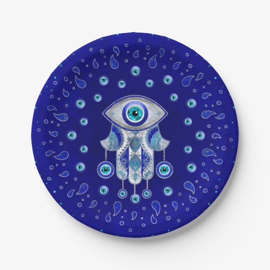 Hamsa Hand - Evil Eye Amulet Papieren Bordje (Voorkant)