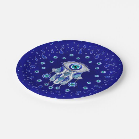 Hamsa Hand - Evil Eye Amulet Papieren Bordje (Gekanteld)