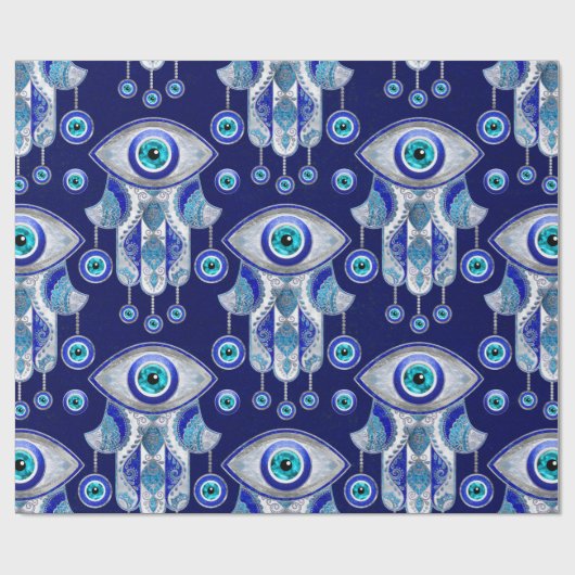 Hamsa Hand - Evil Eye Pattern Cadeaupapier (Vlak)