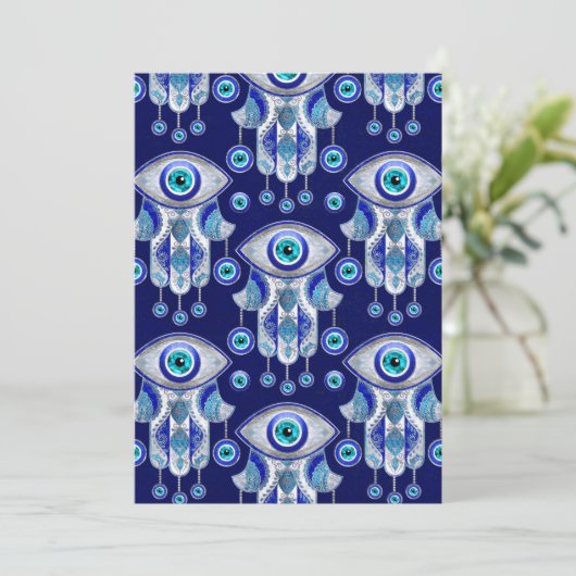 Hamsa Hand - Evil Eye Pattern Feestdagenkaart (Staand voorkant)