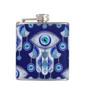 Hamsa Hand - Evil Eye Pattern Heupfles (Voorkant)