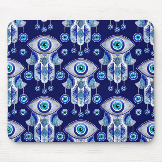 Hamsa Hand - Evil Eye Pattern Muismat (Voorkant)