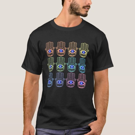 Hamsa Hand Eye Fatima Amulet T-shirt (Voorkant)