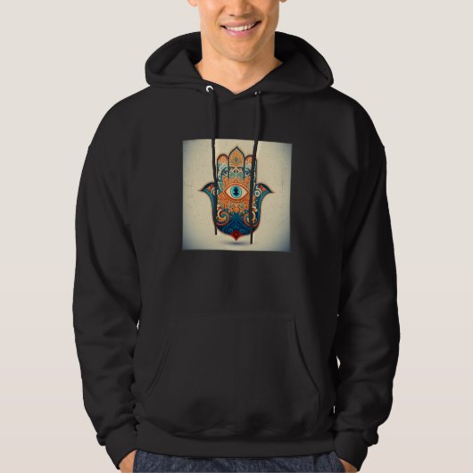 Hamsa Hand Eye Illustration Lucky Unique Palm Wome Hoodie (Voorkant)