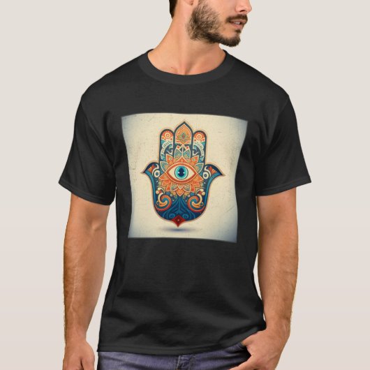 Hamsa Hand Eye Illustration Lucky Unique Palm Wome T-shirt (Voorkant)