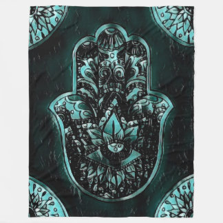 Hamsa Hand Fatima Evil Eye Art Fleece Deken