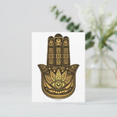Hamsa Hand Gold Evil Eye Spiritueel Briefkaart (Staand voorkant)