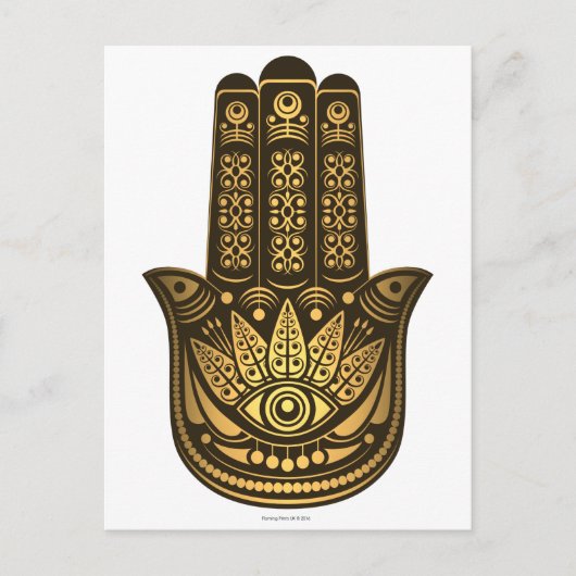 Hamsa Hand Gold Evil Eye Spiritueel Briefkaart (Voorkant)