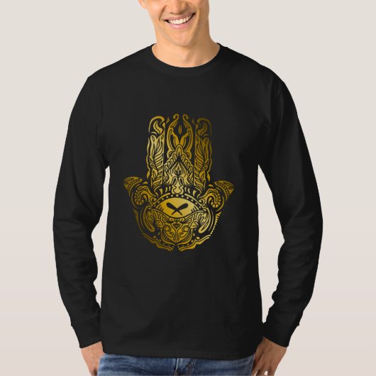 Hamsa Hand Golden Arabic Amulet T-shirt (Voorkant)