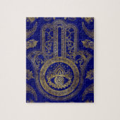 Hamsa Hand - goud op lapis lazuli Legpuzzel (Verticaal)