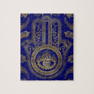 Hamsa Hand - goud op lapis lazuli Legpuzzel