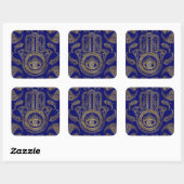 Hamsa Hand - goud op lapis lazuli Vierkante Sticker (Vel)