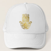 Hamsa Hand Gouden Arabisch Amulet Trucker Pet (Voorkant)